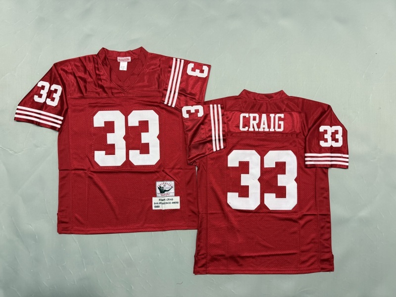 Men 2025 San Francisco 49ers #33 Craig red Throwback Limited NFL Jersey style 001->san francisco 49ers->NFL Jersey